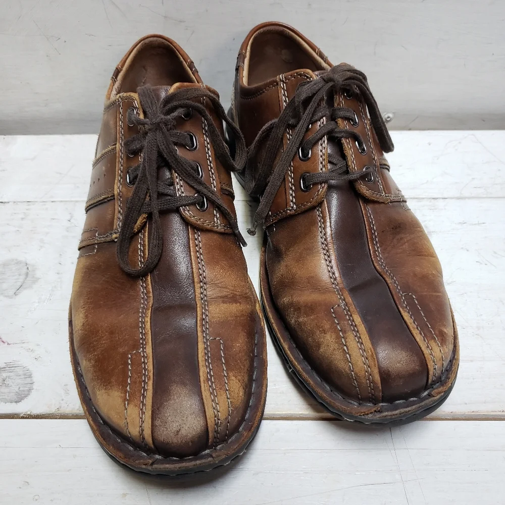 Clarks leather oxford two tone brown shoes ~ mens size 10